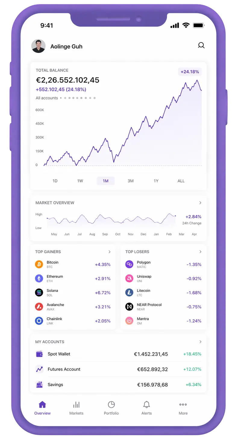 Promenade Earnd mobile app showing portfolio overview
